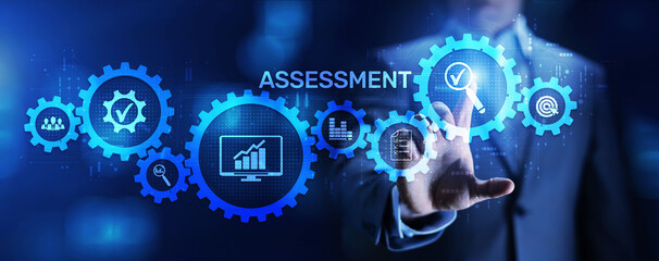 Assessment Evaluation Business Finance Technology concept on screen.