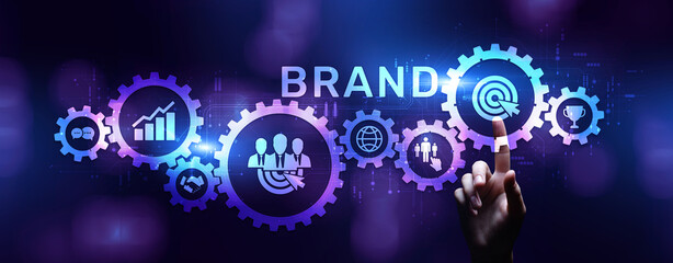 Brand development marketing strategy awareness identity advertising business finance concept.