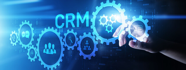 CRM Customer relationship management software system business technology concept.