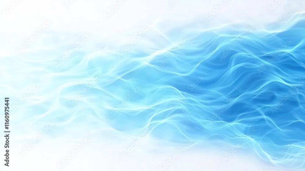 Poster abstract blue wave pattern creating a serene and fluid atmosphere.