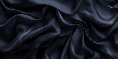 Fototapeta premium Dark blue fabric with elegant folds and wrinkles.