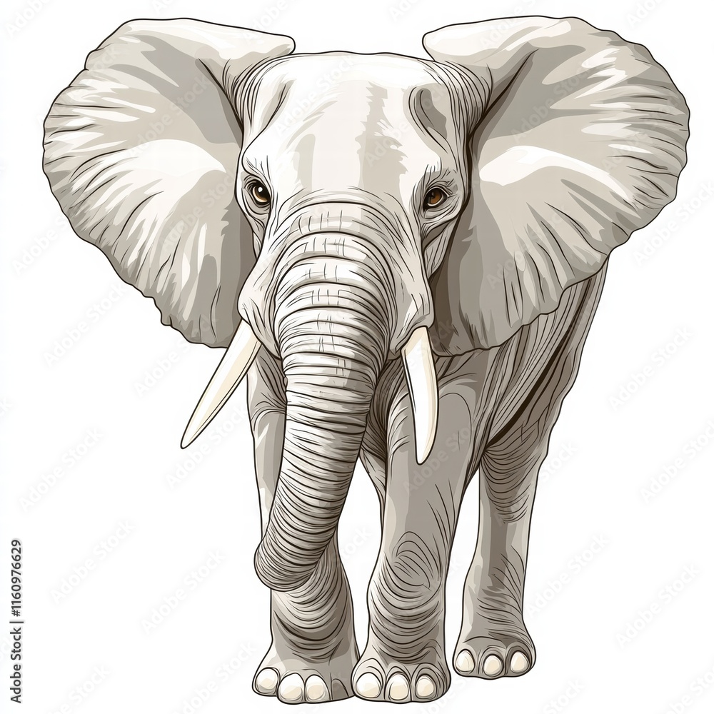 Poster Incredible illustration of an elephant with clear background ready for text placement and mock up use. Generative AI