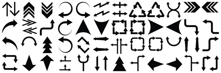 Arrows big set icons, arrow icon, modern simple arrows, arrow vector collection. Arrows set icon in black color. Cursor, pointer for web design, interface. Vector illustration. EPS 10