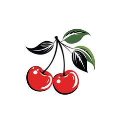  Vector Cherry with leaves isolated Illustrator Artwork