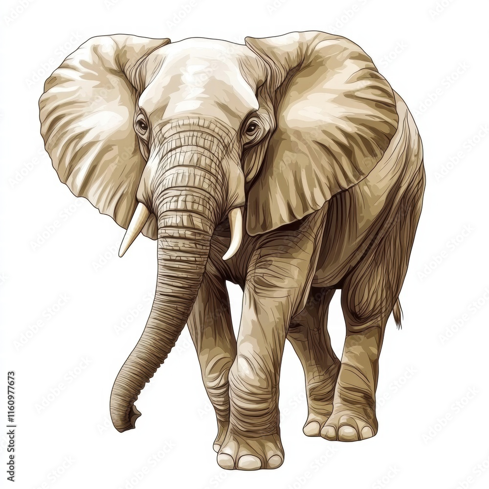 Poster majestic elephant illustration with ample copy space for text placement and creative mock up opportu