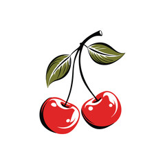  Vector Cherry with leaves isolated Illustrator Artwork