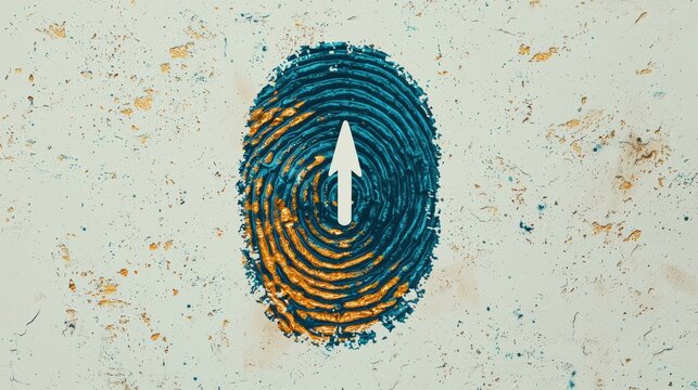 Unique Abstract Artwork with Fingerprint and Arrow Design Elements