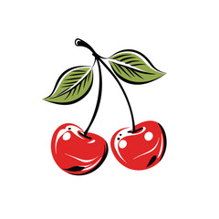  Vector Cherry with leaves isolated Illustrator Artwork