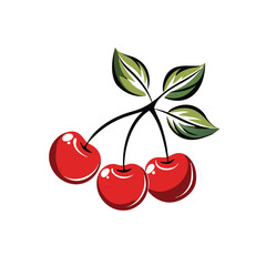  Vector Cherry with leaves isolated Illustrator Artwork