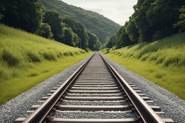 Fototapeta premium there is a train track that is going down the hill