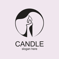 Candle logo design simple concept Premium Vector
