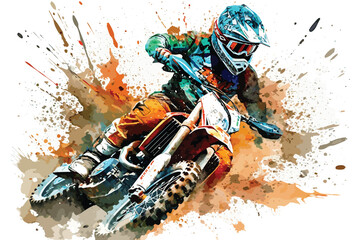 A skillful motocross racer soars into the air during an exhilarating race