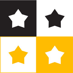 Minimalist Star Symbol Design in Black, White, and Yellow Grid, Geometric Star Illustration with Bold Contrasting Colours 