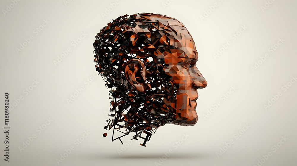 Poster abstract 3d head disintegrating
