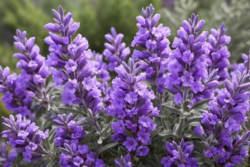 Obraz premium purple flowers are growing in a garden with green leaves