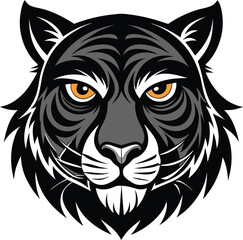 head of a tiger silhouettes isolated on a white background