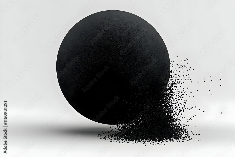 Poster black sphere disintegrating 3d render