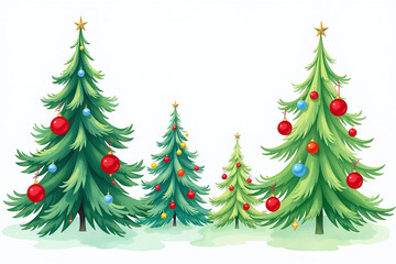 vibrant watercolor artwork features festive holiday evergreen trees delicate branches colorful