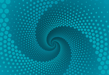 Spiral pattern green background with polka dots spreading from the center