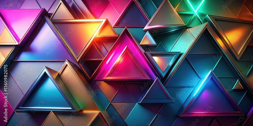 Leinwandbilder A mesmerizing kaleidoscope of iridescent triangles interlock in a captivating display of color and geometry.