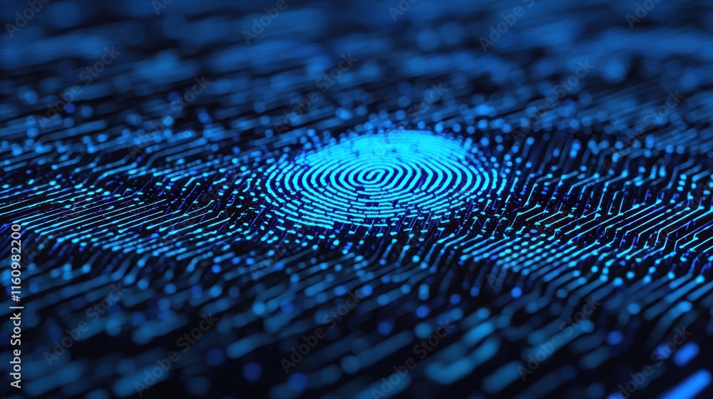 Poster abstract digital background with blue lines and circular patterns