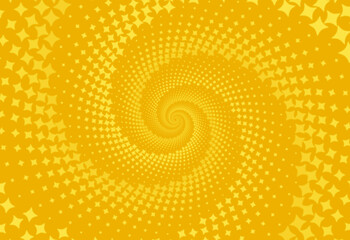 Spiral pattern, yellow background with stars spreading from the center