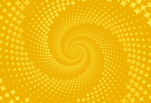 Spiral pattern, yellow background with stars spreading from the center
