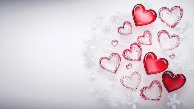 Valentine's Day is a romantic expression of love for your sweetheart. Red Hearts on White Background for Love Theme