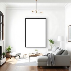 Modern Living Room Mockup with Large Frame 