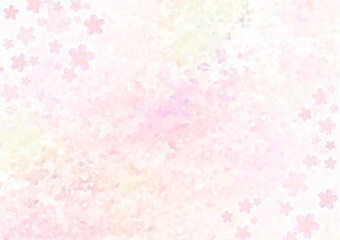 Soft Pink Japanese Background with Scattered Cherry Blossoms（桜が散りばめられた淡いピンクの和風背景）