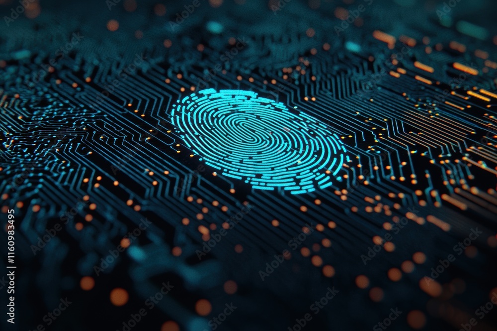 Poster Abstract Digital Fingerprint on Circuit Board Background Design