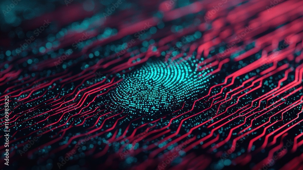 Poster abstract digital fingerprint over circuit board background design