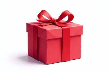 Obraz premium vibrant watercolor red gift box stands alone crisp white background perfectly framed isolated