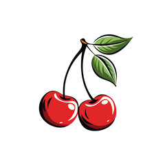  Vector Cherry with leaves isolated Illustrator Artwork