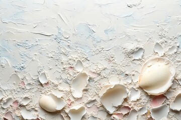 Abstract artwork showcasing textured shells on a light background in a creative studio setting