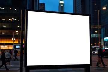 Blank Billboard at Night in City 