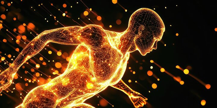 A visual representation of energy flow in the human body, showing how energy is distributed during exercise.