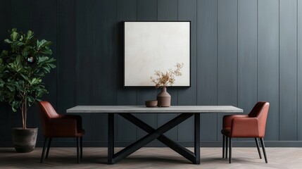 Contemporary house interiors are minimalist and innovative. Modern dining space with stylish decor and minimalist design.