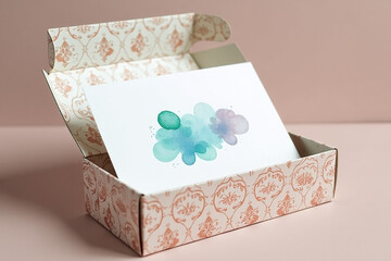 Obraz premium watercolor art carefully placed inside decorative gift box delicate designs