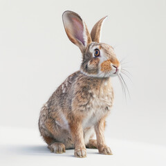 Fototapeta premium rabbit in nature, light brown, highly detailed, white plain background