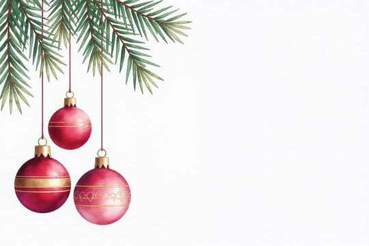 watercolor baubles adorn serene white background elegance holiday