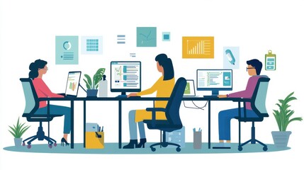 Diverse Team Collaborating in Modern Office Workspace