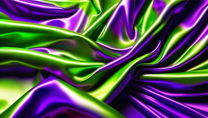 Obraz premium Green and purple draped satin as a background. 