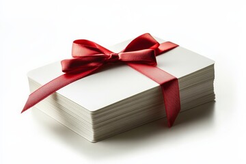 Gift box with red ribbon displayed on a clean surface ready for a special occasion