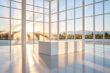 Fototapeta premium An empty room where the shadows of invisible objects hint at furniture that isnt really there