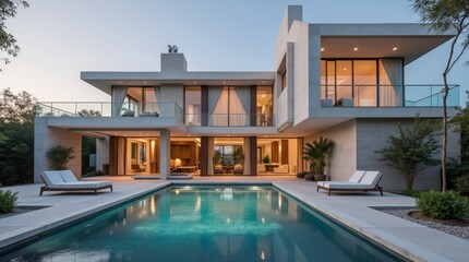 Fototapeta premium Stunning Modern Architectural Masterpiece with Unique Design and Elegant Details
