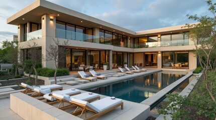 Fototapeta premium Stunning Modern Architectural Masterpiece with Unique Design and Elegant Details