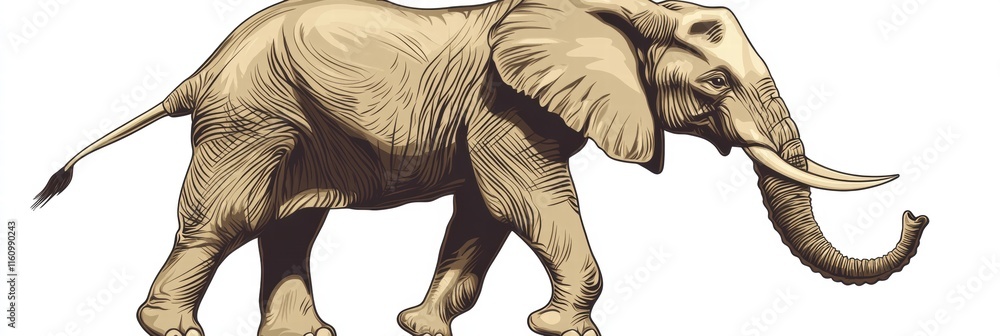 Poster Illustration of an elephant with ample copy space for text and design elements in various layouts. Generative AI