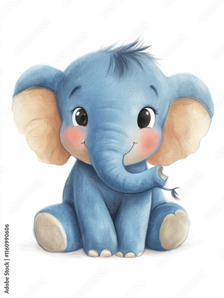 Aufkleber cute blue elephant illustration with ample space for text and mock up usage not far from whimsical a