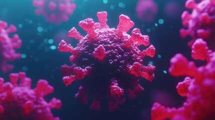 Obraz premium Detailed Visualization of Coronavirus Structure in Bright Colors